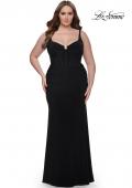 Picture of: Jersey Long Plus Size Dress with Bustier Top and Tie Back in Black, Style: 32190, Detail Picture 4