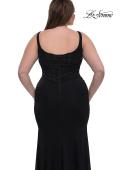 Picture of: Modified Square Neckline Plus Size Dress with Ruching in Black, Style: 33005, Detail Picture 4