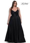 Picture of: Simple A-line Mikado Plus Dress with Slit in Black, Style: 33075, Detail Picture 4