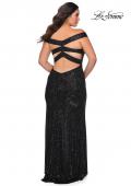 Picture of: Sequin Plus Size Dress with Off the Shoulder Detail in Black, Style: 29023, Detail Picture 5