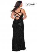 Picture of: Sequined Curvy Prom Dress with Criss Cross Back in Black, Style: 29037, Detail Picture 5