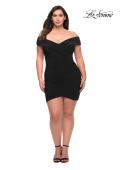 Picture of: Plus Size Short Jersey Off the Shoulder Dress in Black, Style: 29521, Detail Picture 5