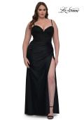 Picture of: Plus Size Prom Dress with Lace Corset Top and Jersey Skirt in Black, Style: 32449, Detail Picture 5
