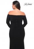 Picture of: Long Sleeve Off the Shoulder Plus Size Gown in Black, Style: 29530, Detail Picture 6