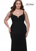 Picture of: Jersey Long Plus Size Dress with Bustier Top and Tie Back in Black, Style: 32190, Detail Picture 6