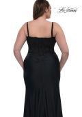 Picture of: Plus Size Prom Dress with Lace Corset Top and Jersey Skirt in Black, Style: 32449, Detail Picture 6