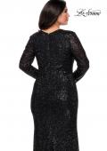Picture of: Long Sleeve Sequin Plus Size Prom Dress with Slit in Black, Style: 28880, Detail Picture 7