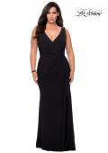 Picture of: Jersey Plus Size Prom Dress with V-Neckline and Slit in Black, Style: 28882, Detail Picture 7
