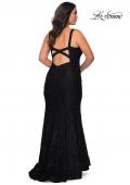 Picture of: Neon Plus SIze Prom Dress with Lace Up Back in Black, Style: 29052, Detail Picture 7