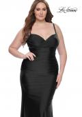 Picture of: Ruched Jersey Plus Size Dress with Lace Up Back in Black, Style: 31632, Detail Picture 7