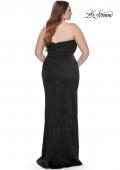 Picture of: Strapless Ruched Stretch Satin Plus Size Dress in Black, Style: 32157, Detail Picture 7