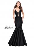 Picture of: Deep Neckline Prom Dress with Pleated Mermaid Skirt in Black, Style: 24773, Main Picture