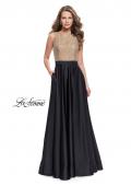 Picture of: Long A Line Dress with Beaded Top and Cut Outs in Black, Style: 25362, Main Picture