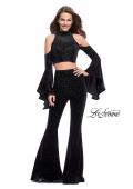 Picture of: Two Piece Sparkling Pants Set with Shoulder Cutouts in Black, Style: 25410, Main Picture