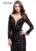 Picture of: Velvet Long Sleeve Prom Dress with Open Back and Deep V in Black, Style: 25497, Main Picture