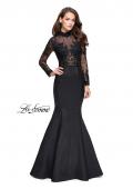 Picture of: Long sleeve Mermaid Mikado Prom Dress with Beading in Black, Style: 25677, Main Picture