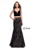 Picture of: Long Two Piece Prom Dress with Velvet Top in Black, Style: 25772, Main Picture