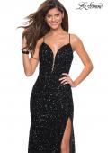 Picture of: Long Sequin Gown with Plunging Sweetheart Neckline in Black, Style: 26937, Main Picture