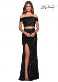 Picture of: Two Piece Sequin Off the Shoulder Prom Dress in Black, Style: 27020, Main Picture