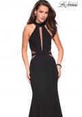 Picture of: Black Jersey Dress with High Neckline and Cut Outs in Black, Style: 27147, Main Picture