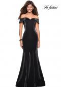 Picture of: Off The Shoulder Long Jersey Prom Dress in Black, Style: 27176, Main Picture