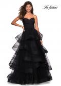 Picture of: Floor Length Strapless Tulle Ball Gown in Black, Style: 27249, Main Picture