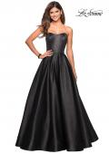 Picture of: Long Metallic Strapless A Line Ball Gown in Black, Style: 27280, Main Picture