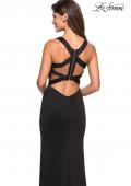 Picture of: Form Fitting Jersey Prom Dress with Side Leg Slit in Black, Style: 27479, Main Picture