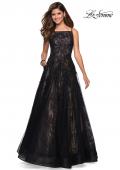 Picture of: Tulle and Lace Long Evening Gown with Pockets in Black, Style: 27488, Main Picture