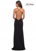 Picture of: Floor Length Jersey Dress with Soft V Neckline in Black, Style: 27657, Main Picture