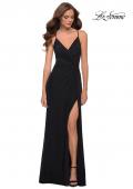Picture of: Net Jersey Long Dress with Knot Detail Waist in Black, Style 29624, Main Picture