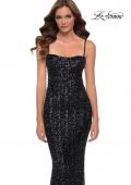 Picture of: Modern Gown with Thick Line Sequin Fabric in Black, Style 29713, Main Picture