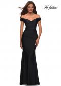Picture of: Luxe Off the Shoulder Gown with Mesh Side and Back Panels in Black, Main Picture