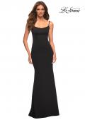 Picture of: Simple Elegant Long Jersey Dress with Scoop Neck in Black, Style: 30541, Main Picture