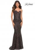 Picture of: Black Long Sequin Strapless Gown with Sweetheart Top in Black, Main Picture