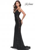 Picture of: Beaded Lace Mermaid Gown with Sheer Side Panels in Black, Style: 31257, Main Picture