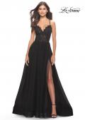 Picture of: Tulle Dress with Full Skirt and Sheer Lace Bodice in Black, Style: 31271, Main Picture