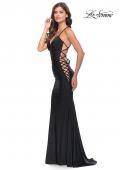 Picture of: Unique Jersey Dress with Open Criss Cross Sides in Black, Style: 31315, Main Picture