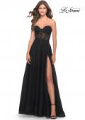 Picture of: Rhinestone Tulle A-Line Gown with Lace Bodice in Black, Style: 31525, Main Picture