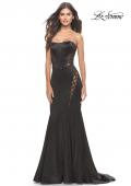 Picture of: Liquid Jersey Gown with Mesh Strappy Side Panels in Black, Style: 31601, Main Picture