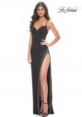 Picture of: Prom Dress with High Slit Embellished with Rhinestones in Black, Style: 31928, Main Picture