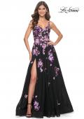 Picture of: Pretty Lace Sequin Embellished Gown with High Slit in Black, Style: 32030, Main Picture