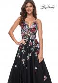 Picture of: Multi Color Sequin Floral Applique A-Line Prom Dress in Black, Style: 32051, Main Picture