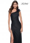 Picture of: One Shoulder Jersey Gown with Feather Detail in Black, Style: 32076, Main Picture