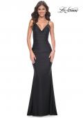 Picture of: Illusion Back with Boning Detail on Jersey Prom Dress in Black, Style: 32153, Main Picture