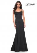 Picture of: Mermaid Jersey Gown with Bustier Top and Lace Up Back in Black, Style: 32268, Main Picture