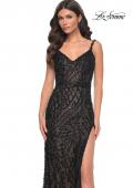 Picture of: Beaded Gown with Intricate Design and V Neckline in Black, Style: 32450, Main Picture