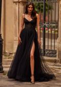 Picture of: Beautiful A-line Tulle Dress with Eyelet Neckline and Lace Top in Black , Style 32594, Main Picture