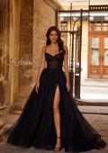 Picture of: Prom Dress with Sparkle Tulle and Ruched Corset Top in Black , Style 32680, Main Picture