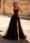 Picture of: Strapless Tulle Gown with Unique Beaded Sheer Top in Black , Style 32856, Main Picture